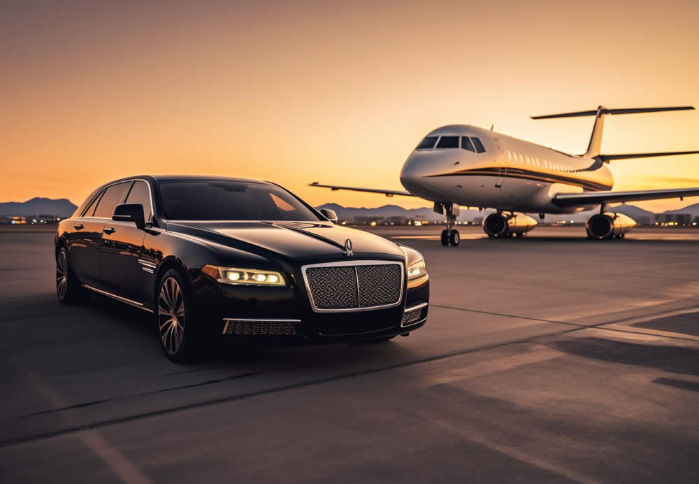 car with airplane on railway